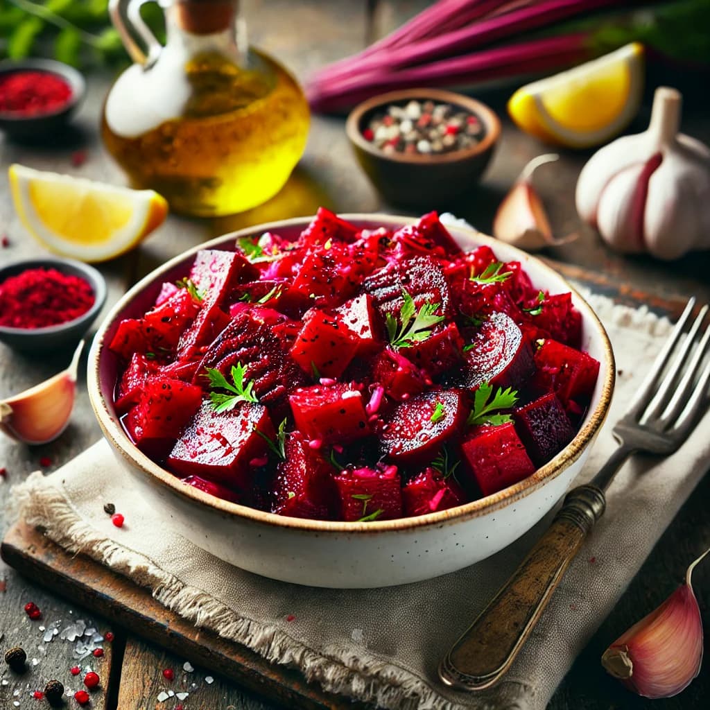 سلطة بنجر بالثوم والزيت