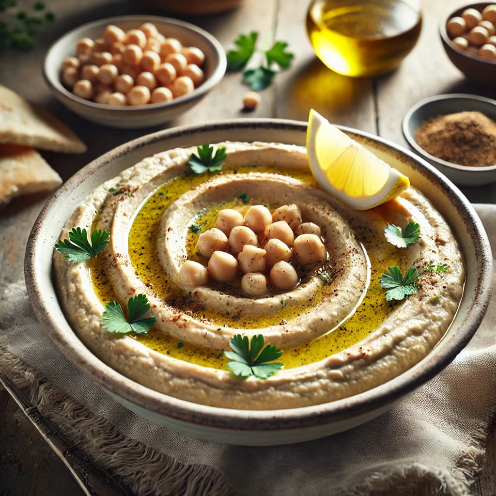 سلطة حمص بالطحينة والليمون