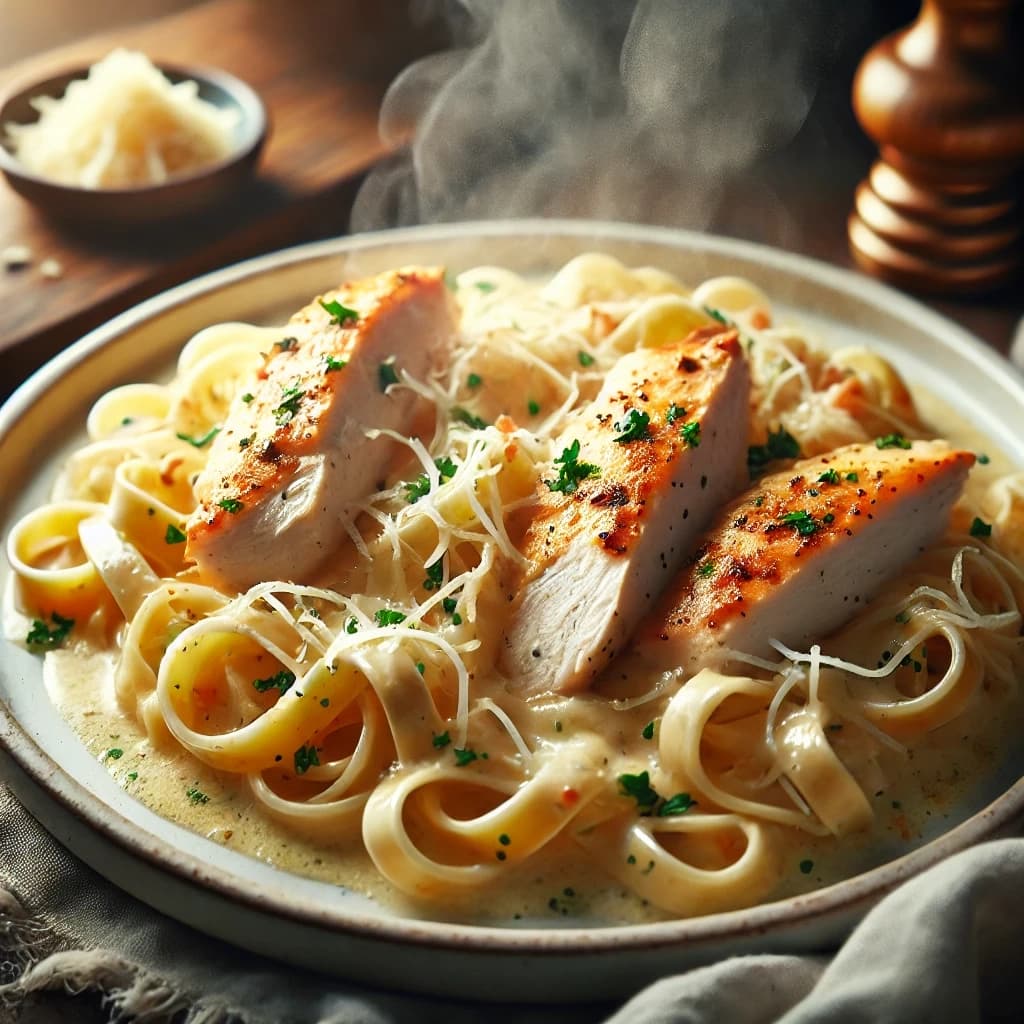 مكرونة ألفريدو بالدجاج