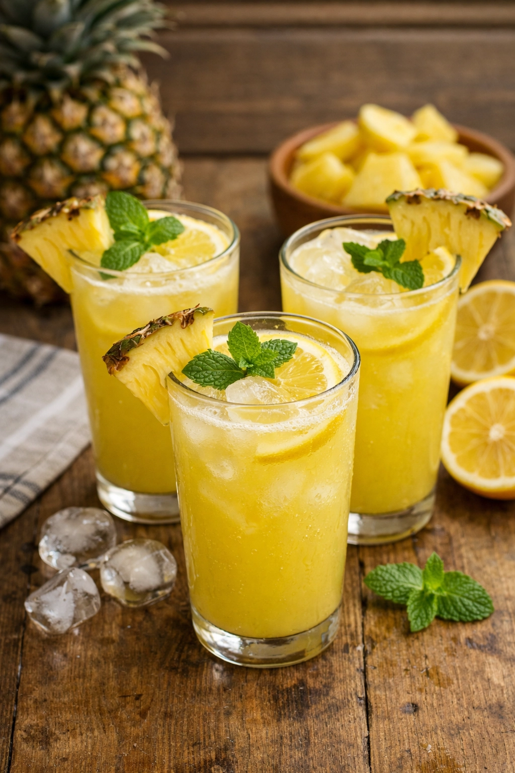 عصير أناناس وليمون الغاني منعش وبارد