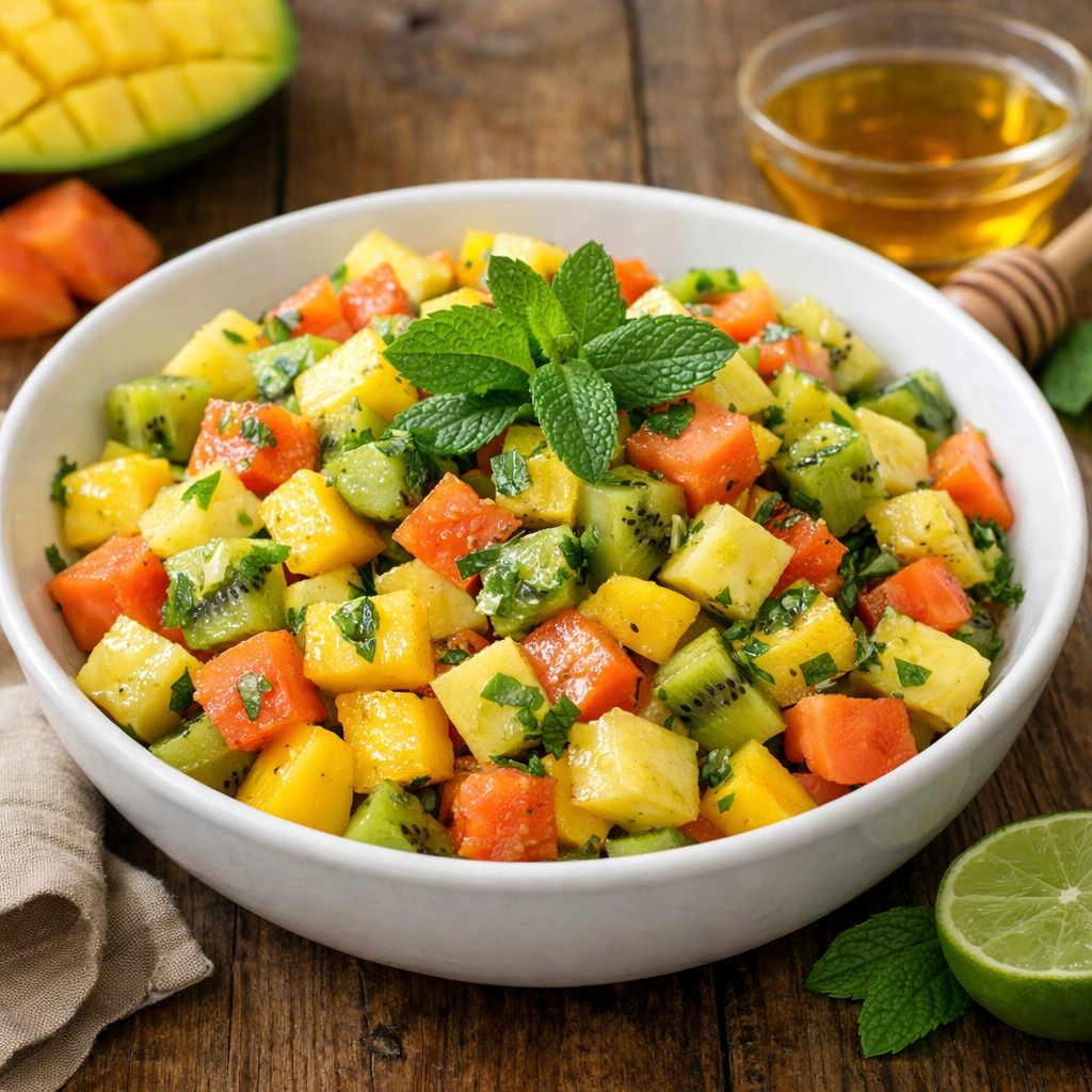 سلطة غانية منعشة بالفواكه الاستوائية والنعناع